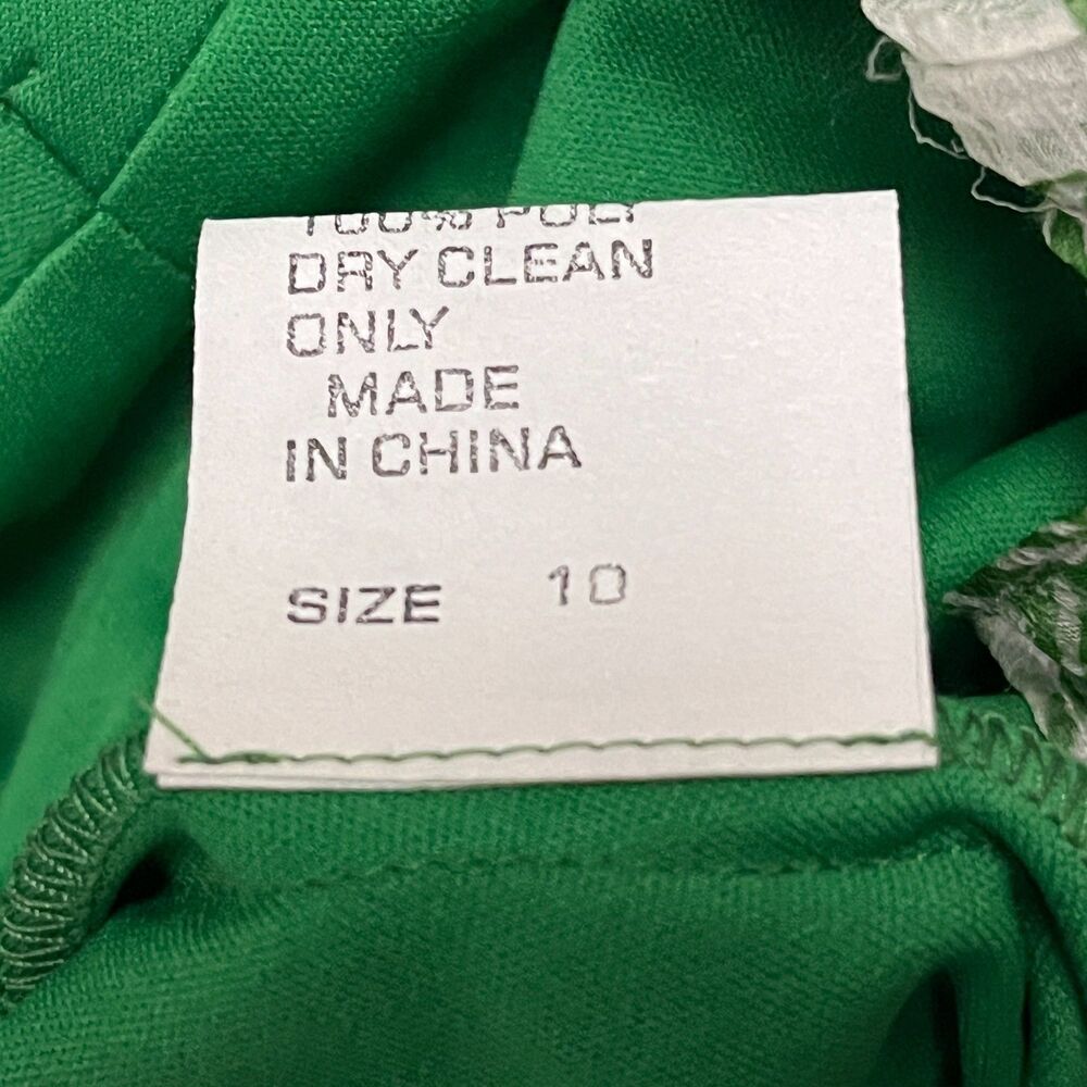 Tadashi Collection 100% Silk Green/White Floral Cocktail Dress Women's 10 - Picture 9 of 9